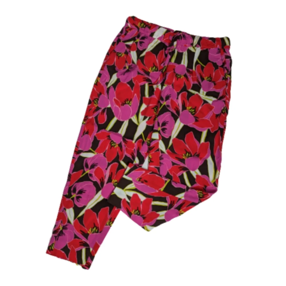 Kate Spade Pink & Red Floral Ankle Pants - Size 8 - Picture 3 of 10